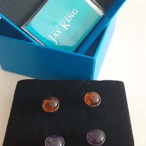 Pair of Amethyst Earrings & Pair of Citrine Earrings